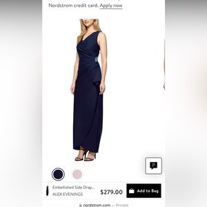 Alex Evenings - Embellished Side Drape Column Gown- Size 14